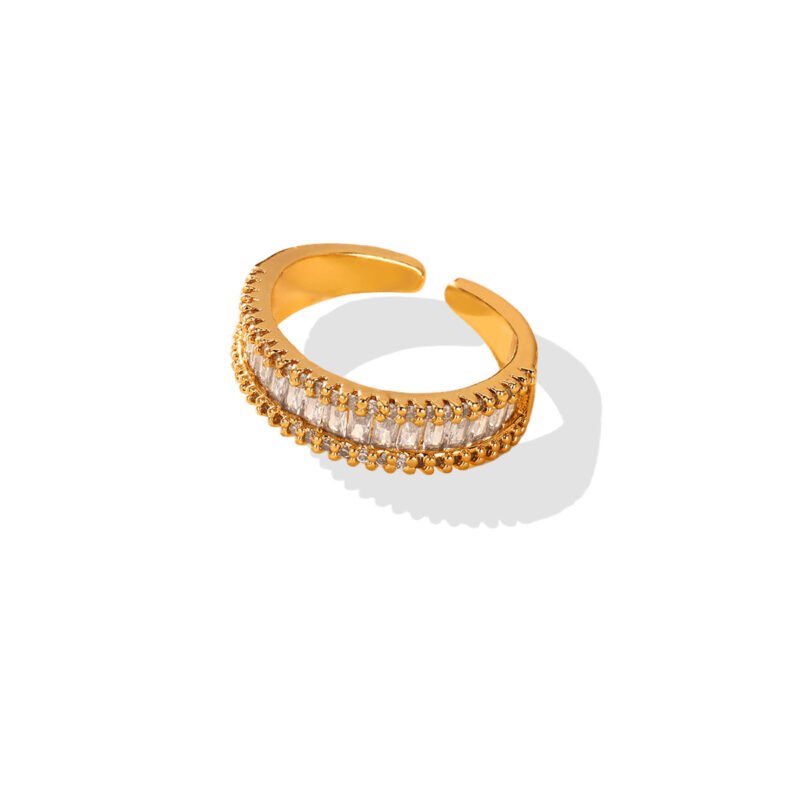 Baguette Bliss Zircon Band Open Ring
