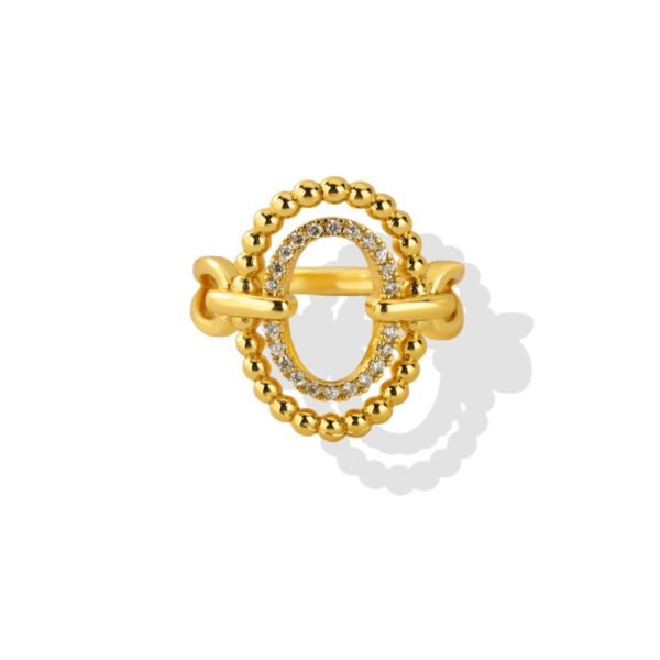 Beaded Oval Halo Zircon Dome Ring