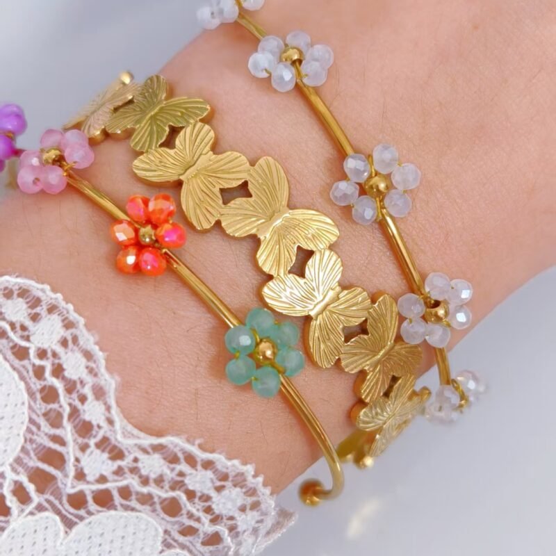 Bloom Beaded Flower Cuff Bracelet