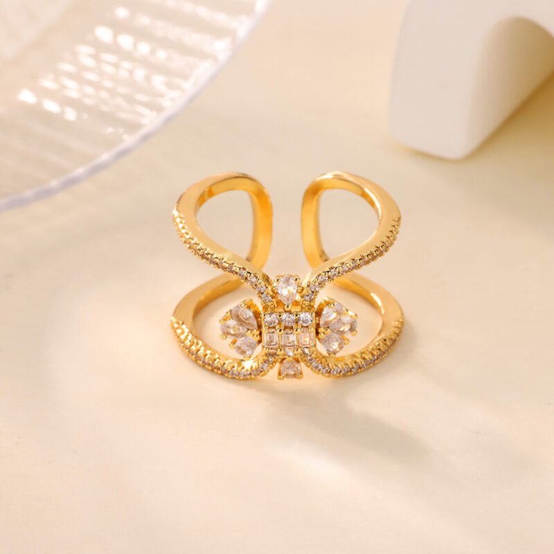 Butterfly Bloom Pavé Crystal Cuff Ring
