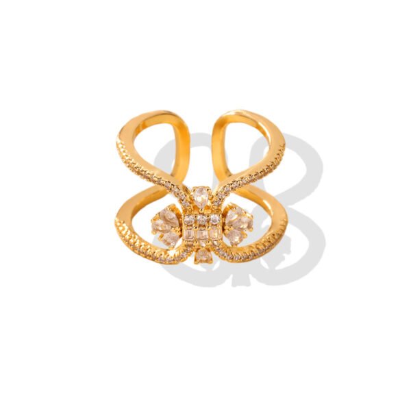 Butterfly Bloom Pavé Crystal Cuff Ring