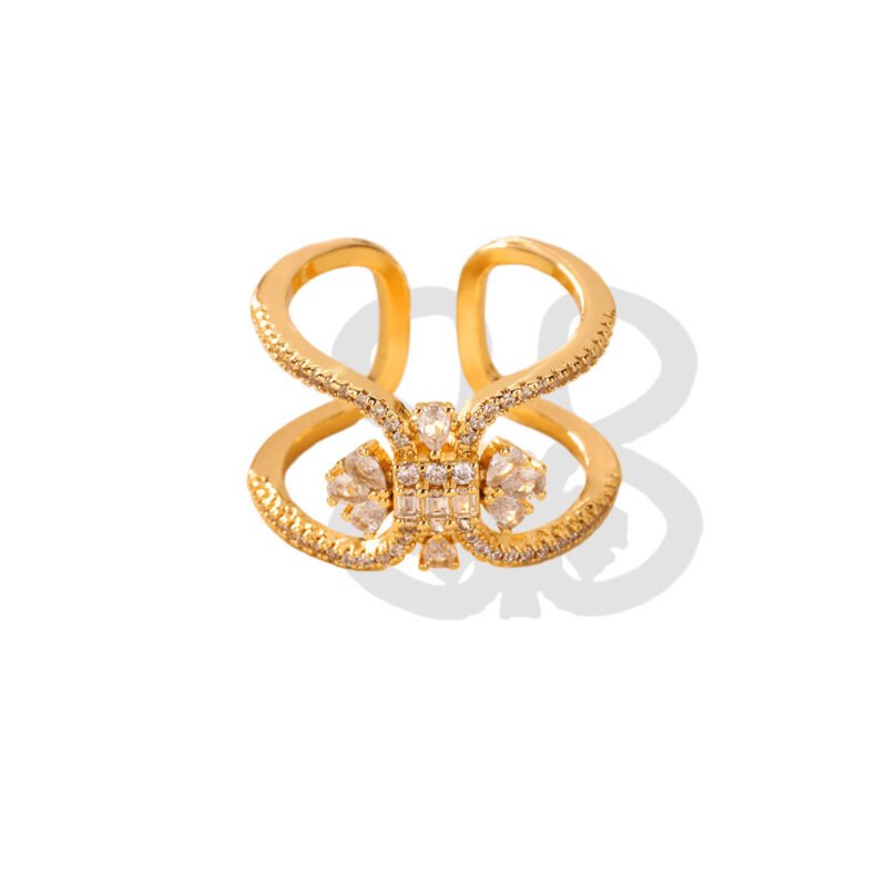 Butterfly Bloom Pavé Crystal Cuff Ring
