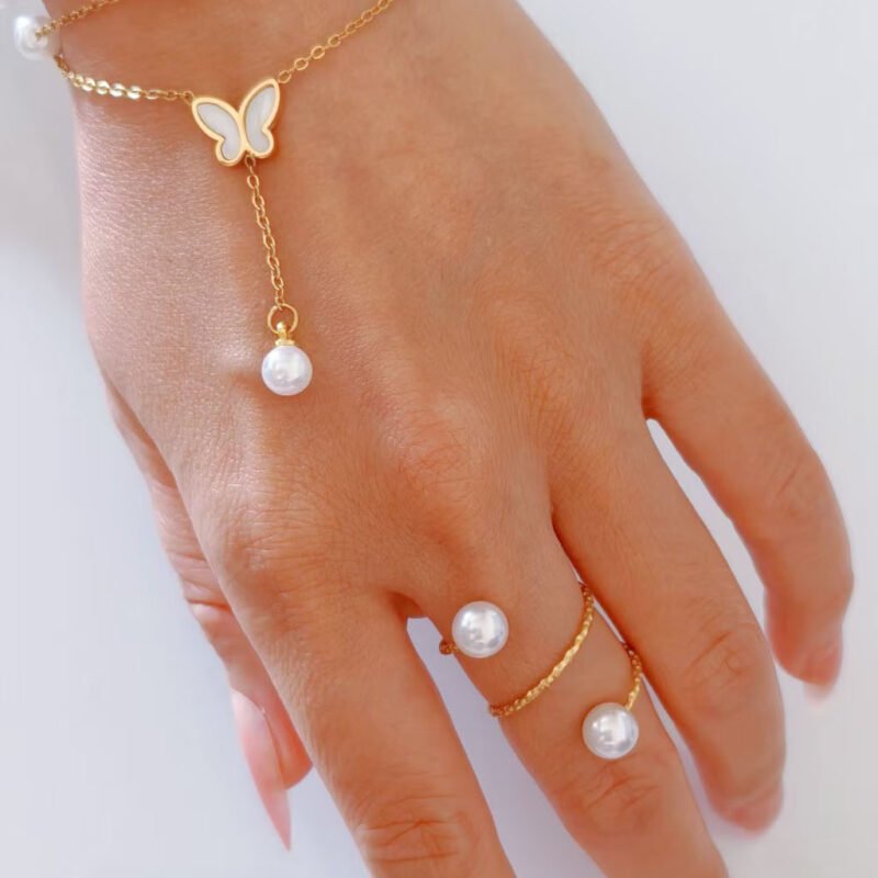 Butterfly Pearl Layer Bracelet