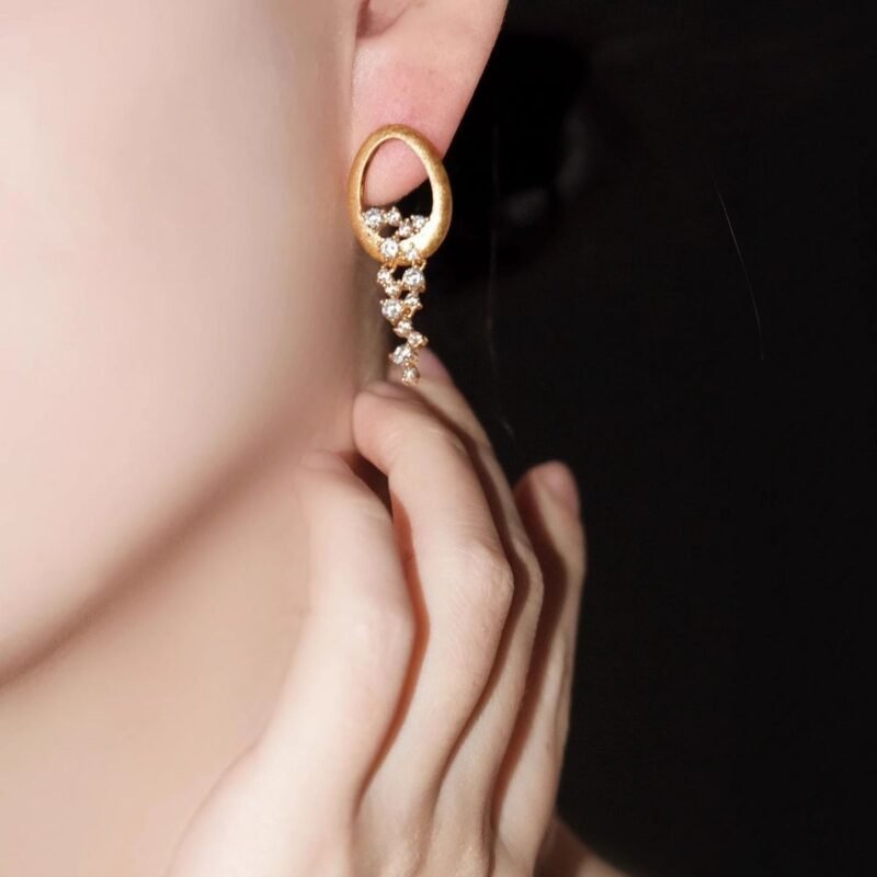 Cascading Crystal Drop Oval Hoop Earrings