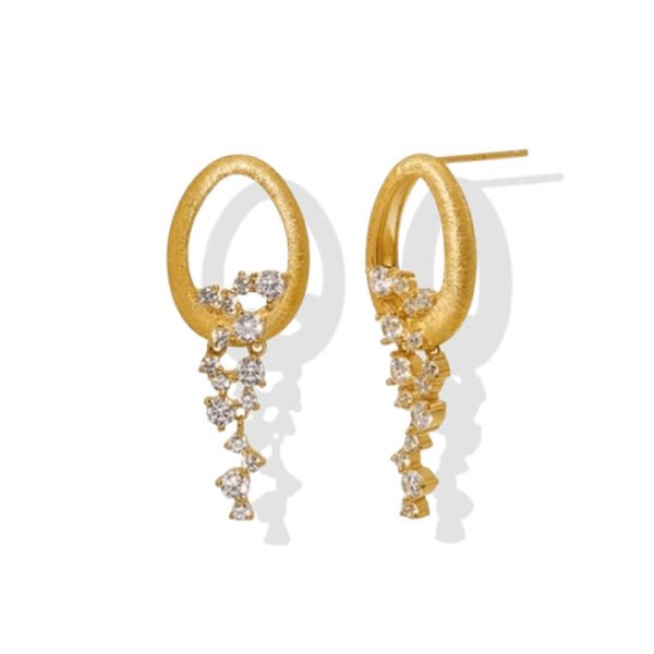 Cascading Crystal Drop Oval Hoop Earrings