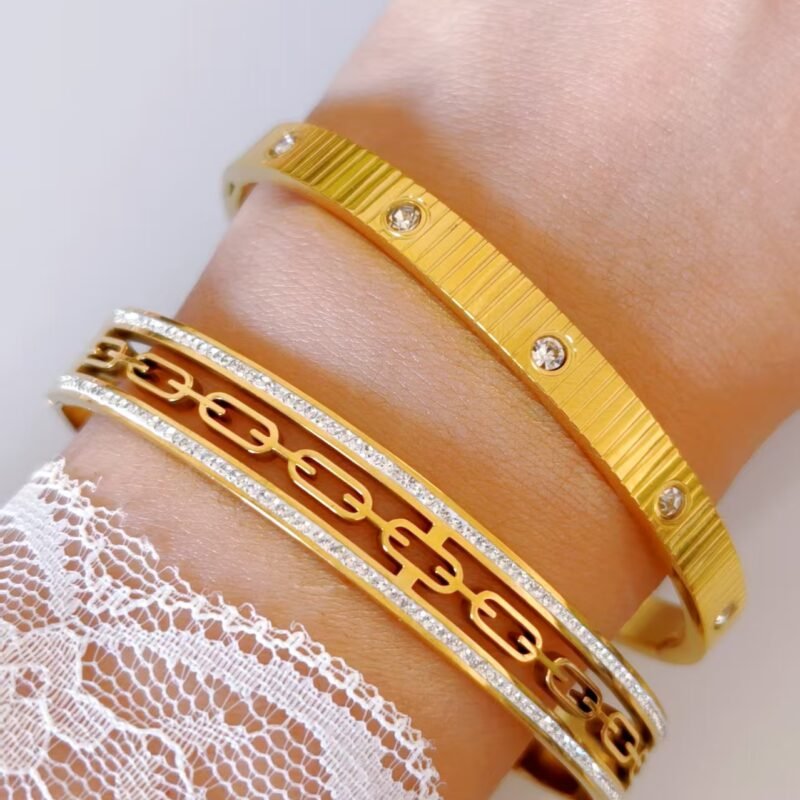 Chain Rail Zircon Bangle