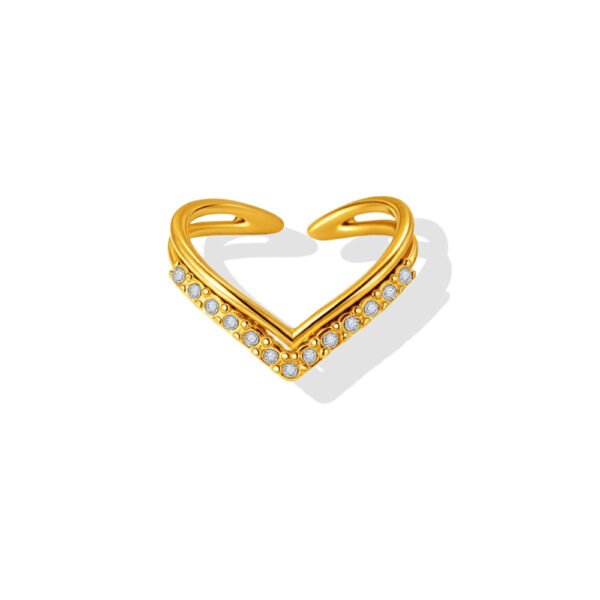 Chevron V Dual Band Zircon Open Ring