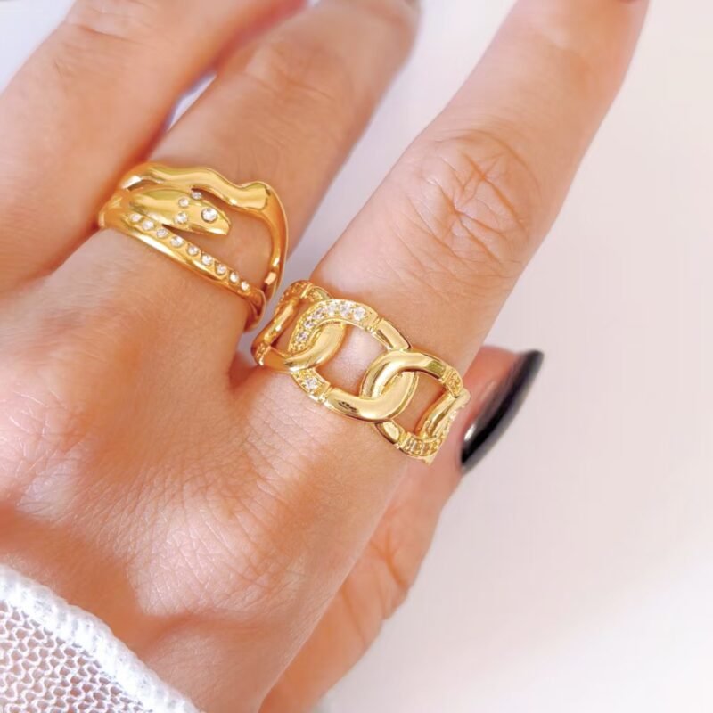 Chunky Chain Link Zircon Open Ring