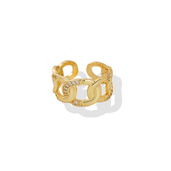 Chunky Chain Link Zircon Open Ring