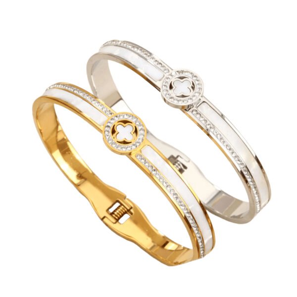 Clover Mother-of-Pearl Zircon Bangle