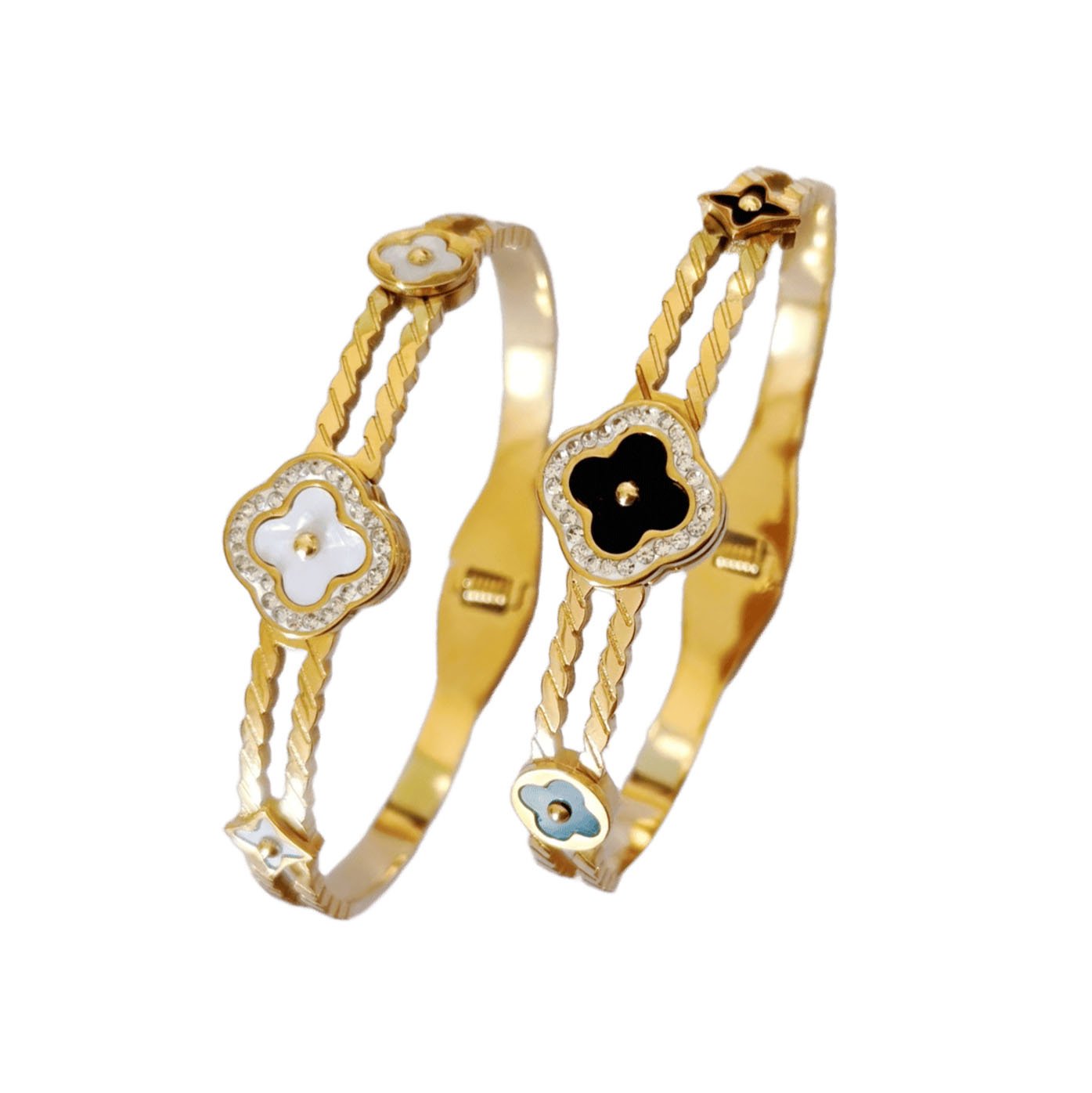 Clover Pearl Pavé Bangle