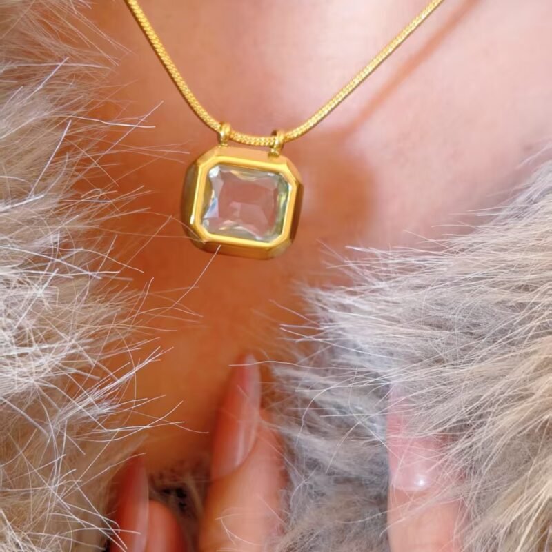 Crystal Cushion Pendant Necklace