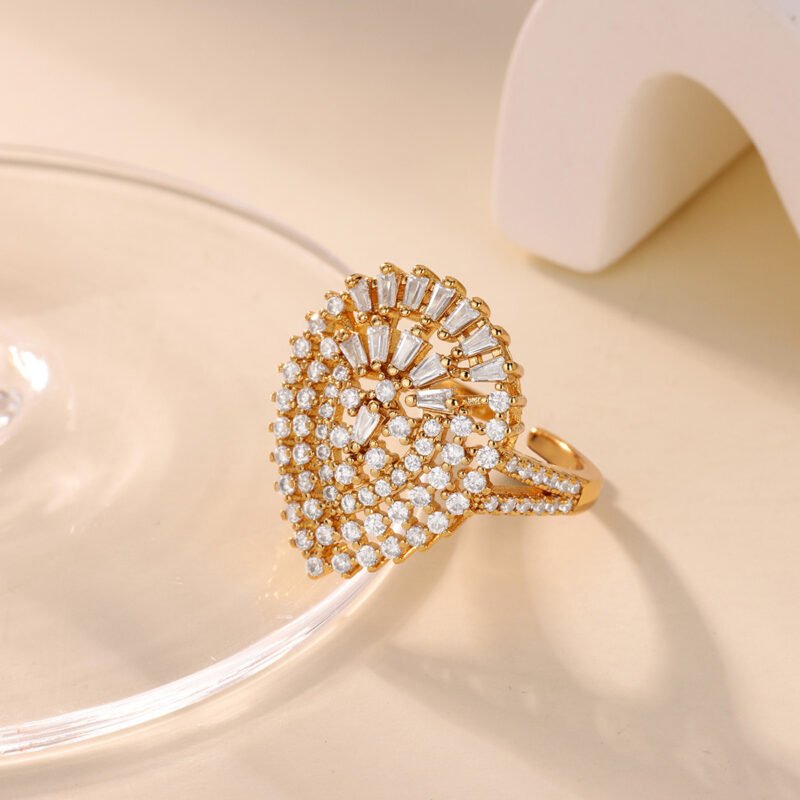 Crystal Sunburst Teardrop Cocktail Ring