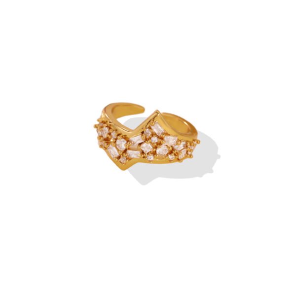 Crystal Wave Scatter Zircon Open Ring