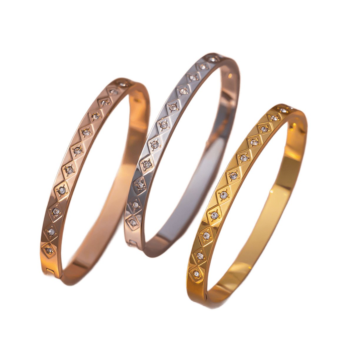 Diamond quilted Zircon Bangle