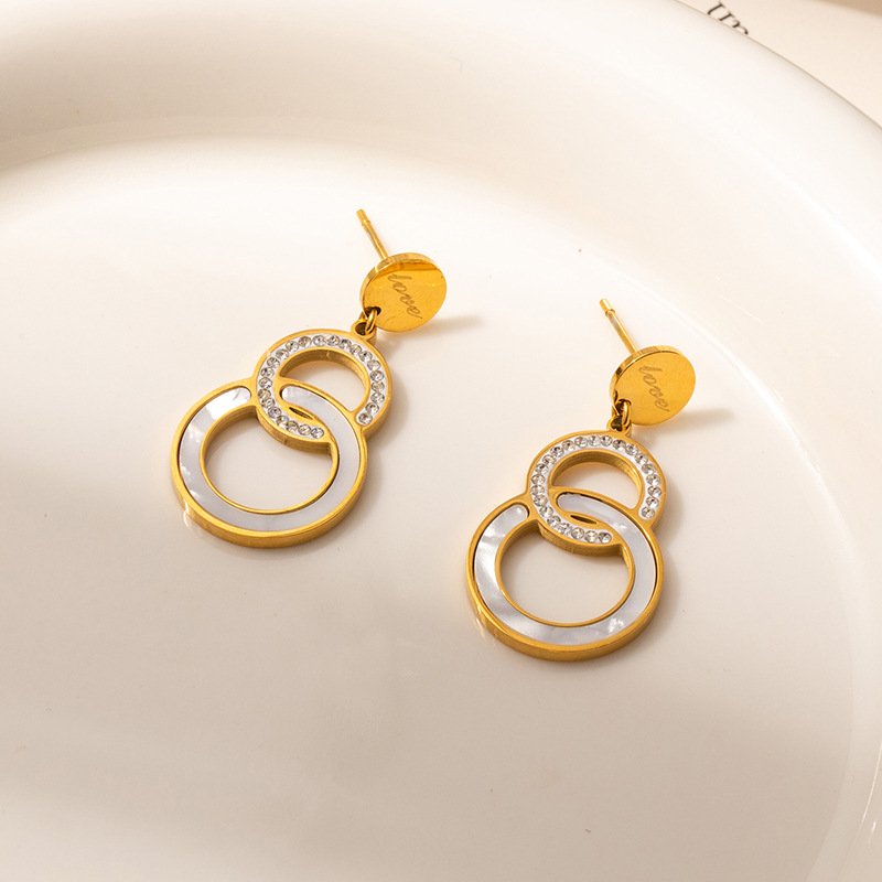Double Circle Drop Earrings - Image 3