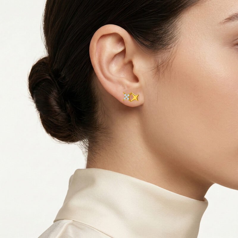 Double Star Pavé Zircon Stud Earrings