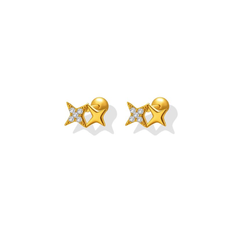 Double Star Pavé Zircon Stud Earrings
