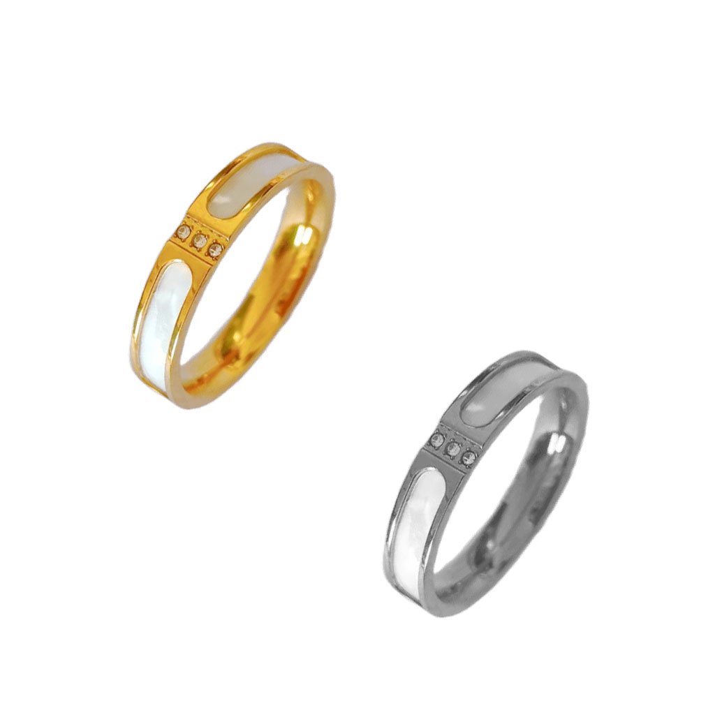 Elegant Mother of Pearl Zircon Band Ring