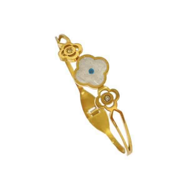 Evil Eye Clover Charm Bangle