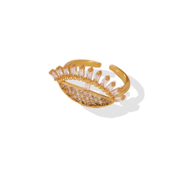 Evil Eye Lash Pavé Baguette Gold Open Ring