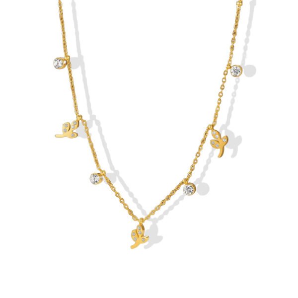 Garden Charm Leaf & Zircon Station Necklace