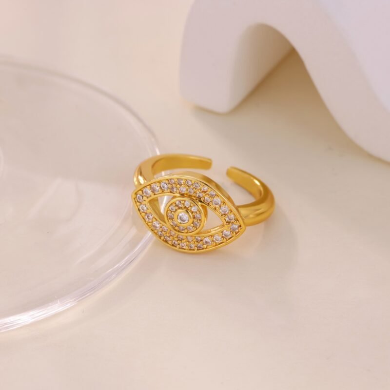 Gold Evil Eye Zircon Protection Ring