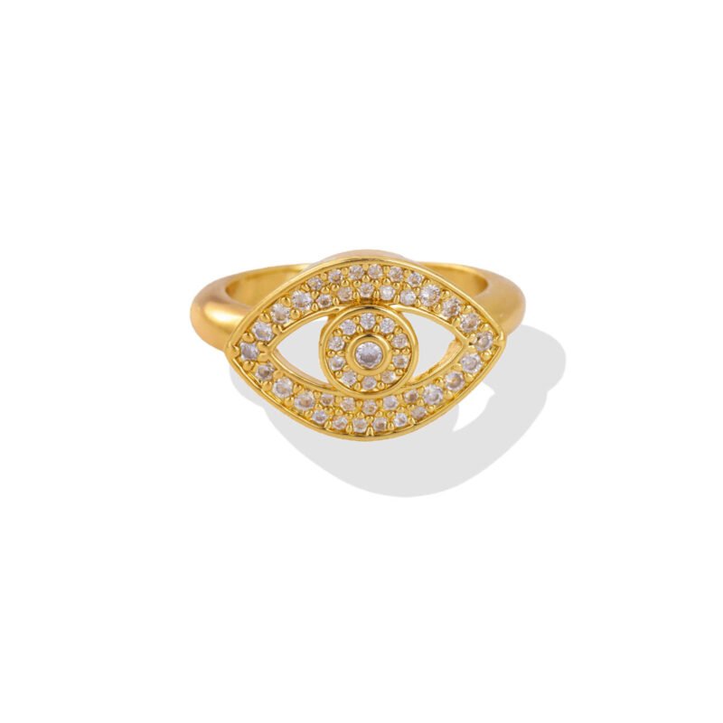 Gold Evil Eye Zircon Protection Ring