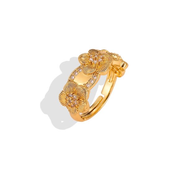 Golden Bloom Floral Band Open Ring