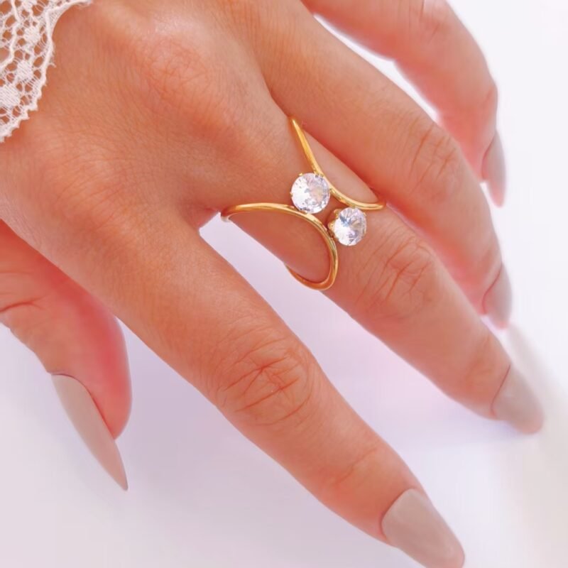Golden Cross Line Ring