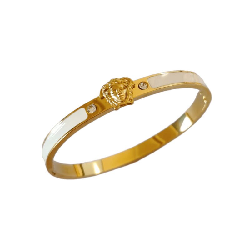 Golden Medusa Enamel Zircon Bangle