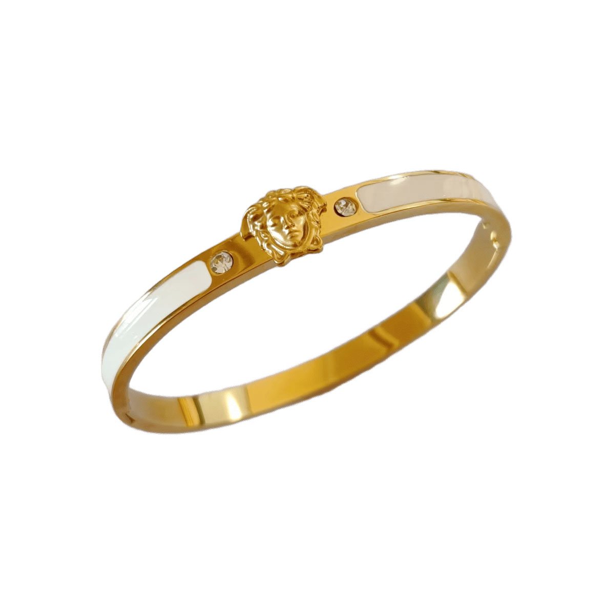 Golden Medusa Enamel Zircon Bangle