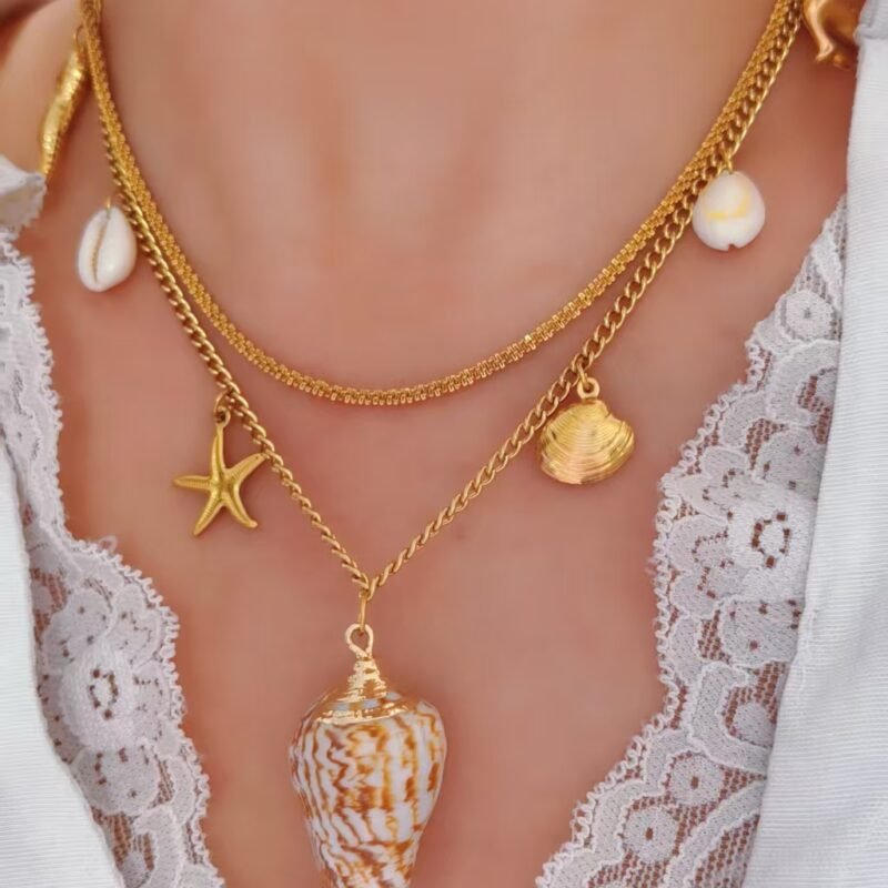 Golden Ocean Charms Multi-Pendant Necklace