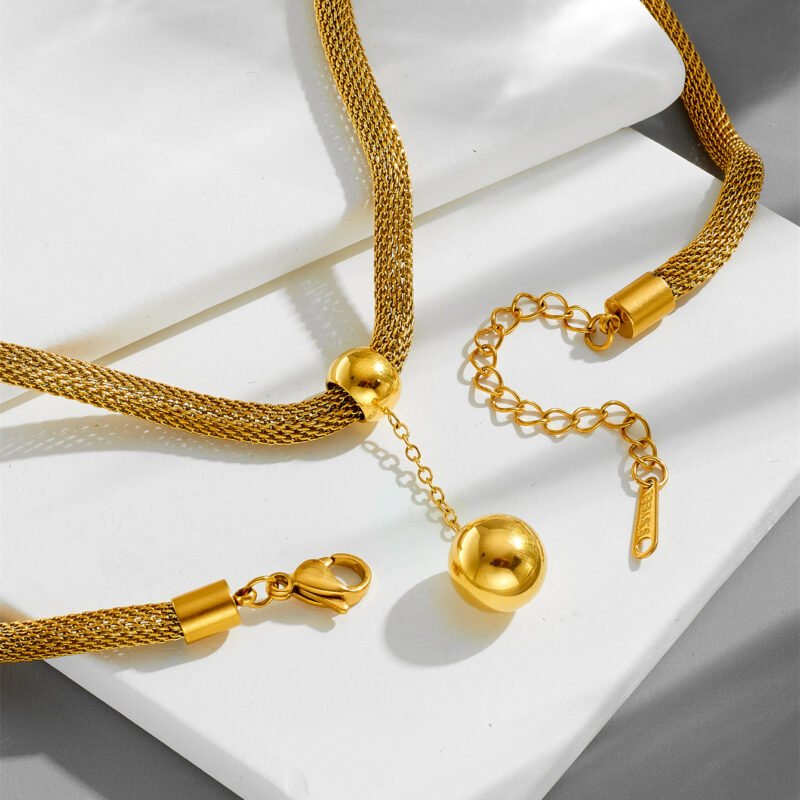 Golden Orb Mesh Jewelry Set