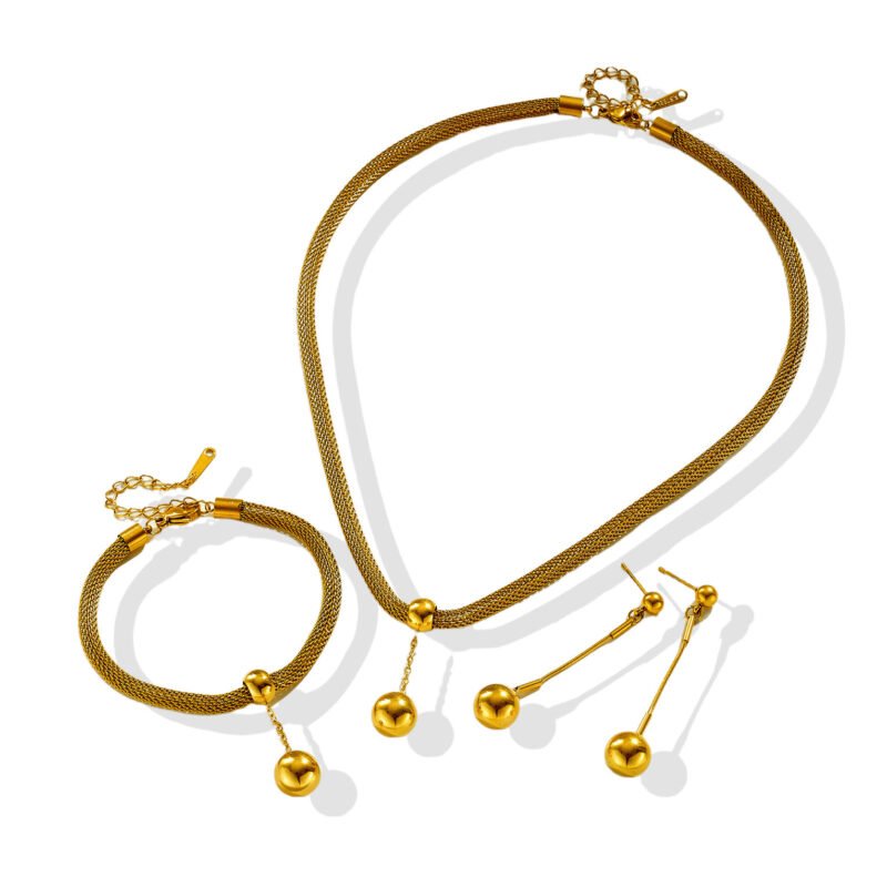 Golden Orb Mesh Jewelry Set