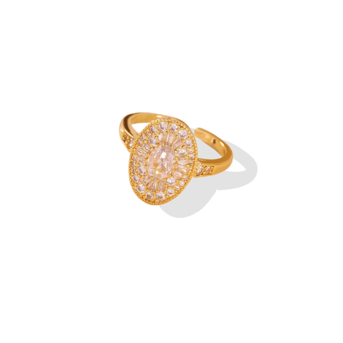 Halo Oval Zircon Cocktail Open Ring