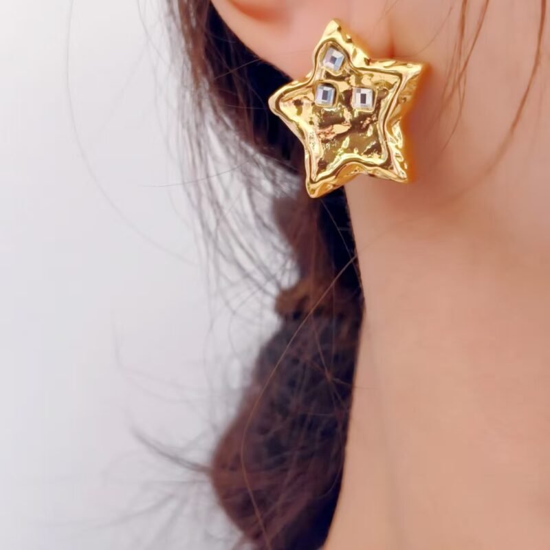 Hammered Star Stud Earrings