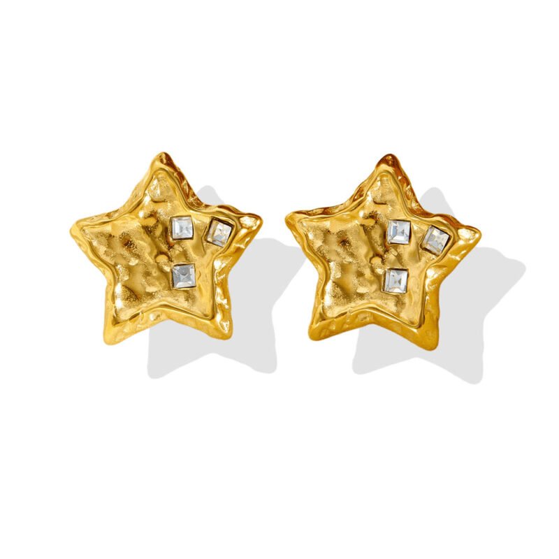 Hammered Star Stud Earrings