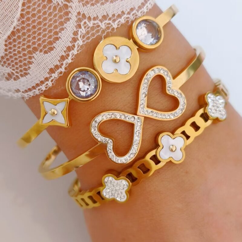 Infinity Double Heart Crystal Bangle
