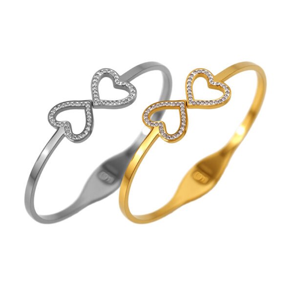 Infinity Double Heart Crystal Bangle
