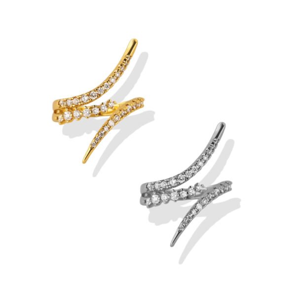 Lightning Bolt Pavé Zircon Bypass Open Ring