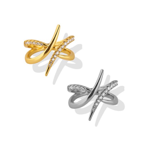 Liquid X Pavé Zircon Criss-Cross Open Ring