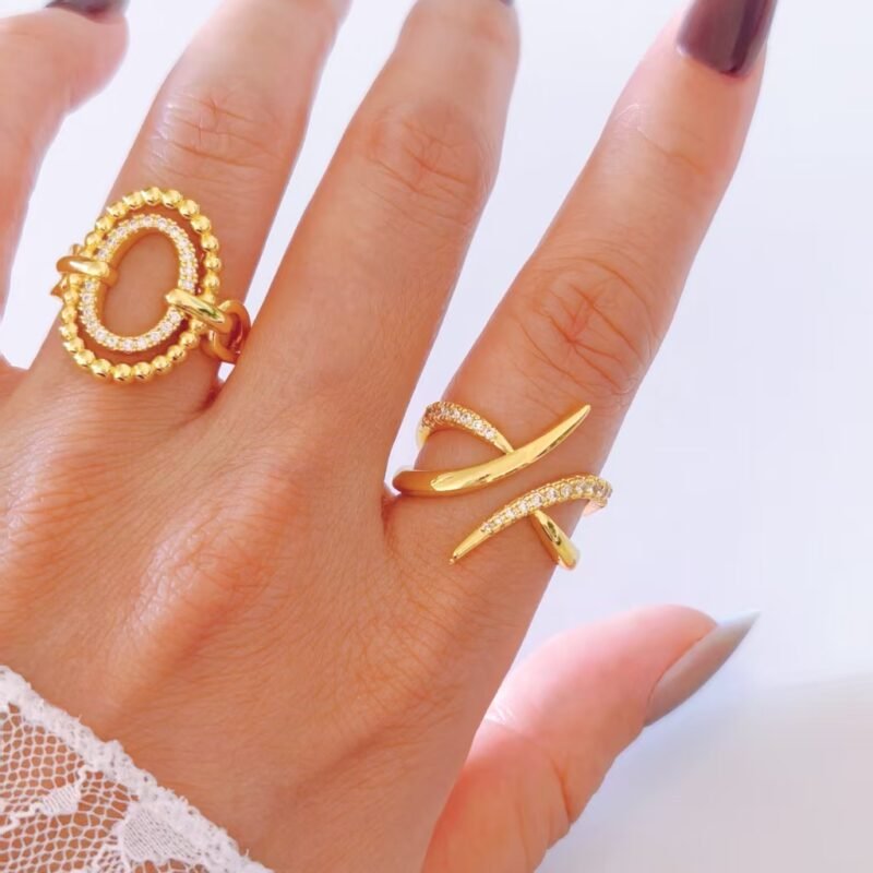 Liquid X Pavé Zircon Criss-Cross Open Ring