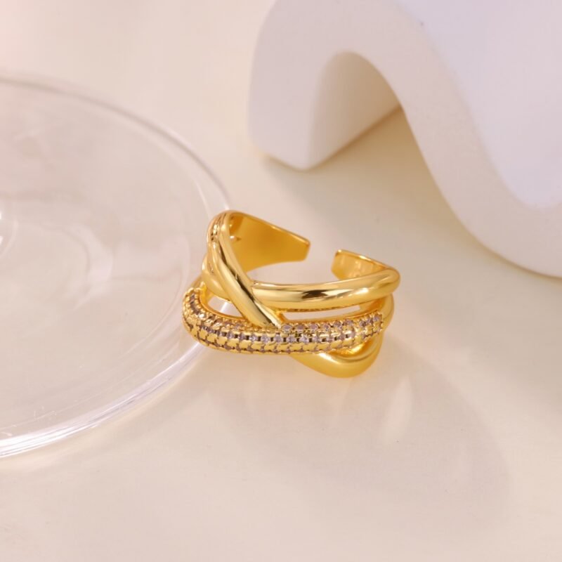 Luxe Cross Pavé Zircon Open Ring