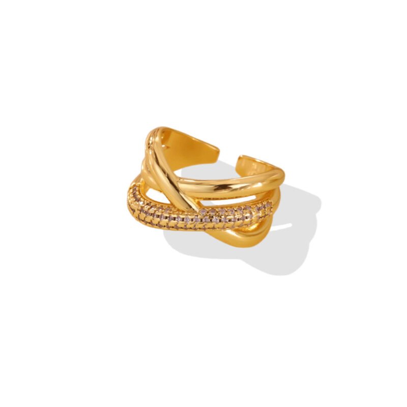 Luxe Cross Pavé Zircon Open Ring