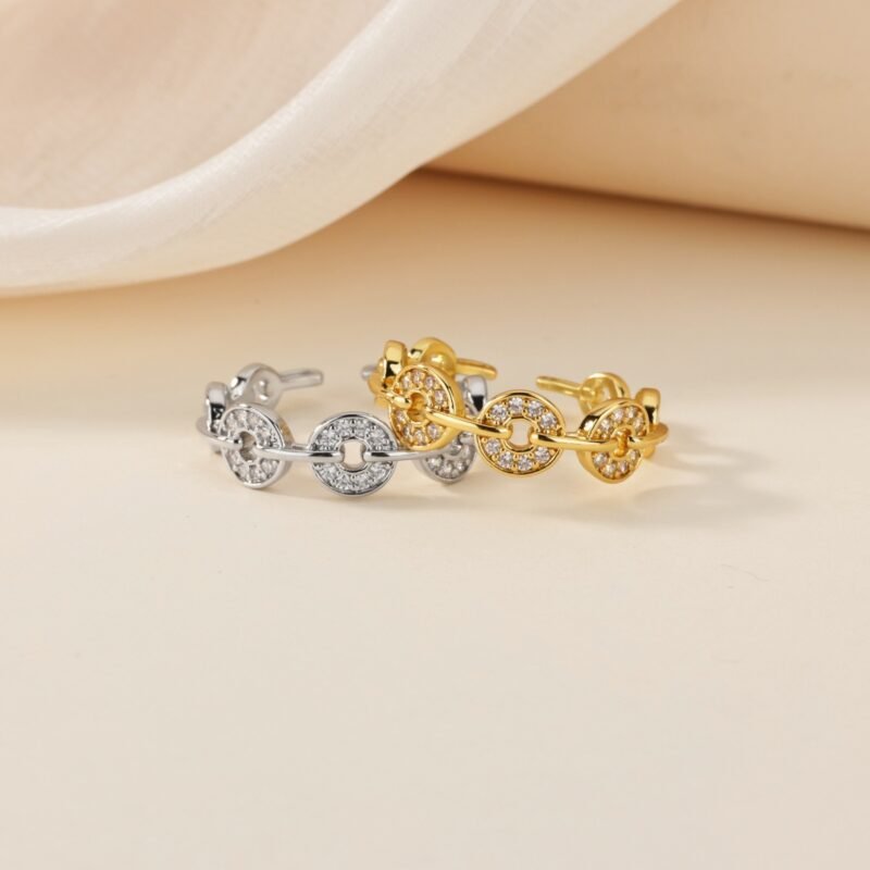 Mariner Coin Link Pavé Zircon Open Ring