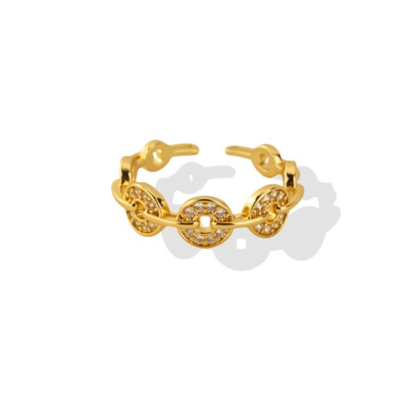 Mariner Coin Link Pavé Zircon Open Ring