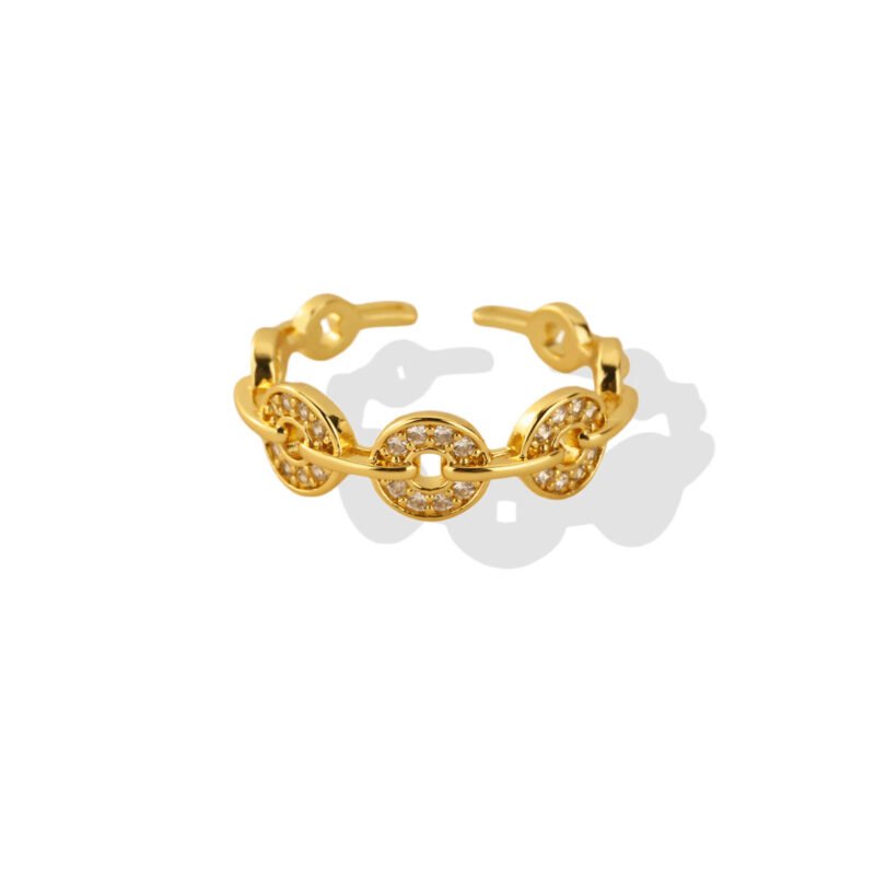 Mariner Coin Link Pavé Zircon Open Ring
