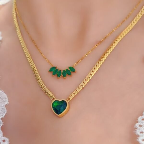 Marquise Leaf Fan Zircon Pendant Necklace