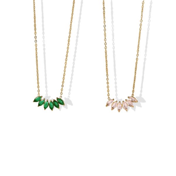 Marquise Leaf Fan Zircon Pendant Necklace